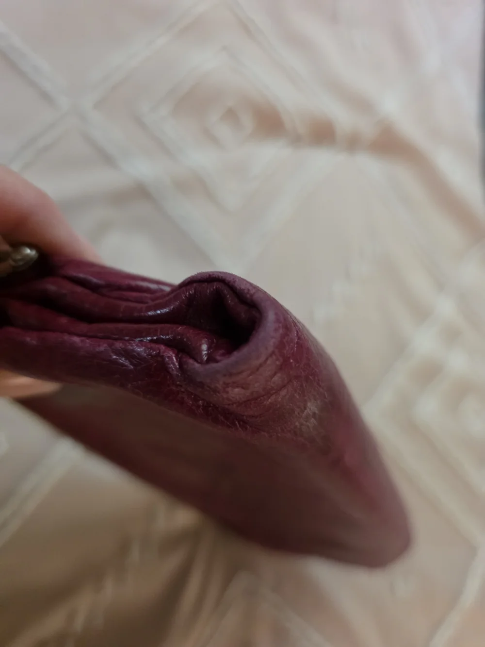 HOBO Wine Red Leather Clutch Wallet with Frame